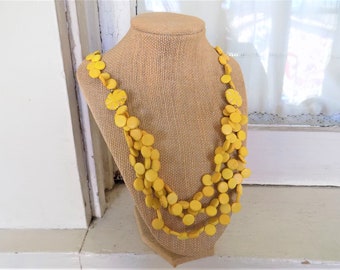 FREE SHIPPING Vintage Yellow Boho Beaded Necklace