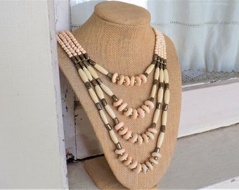 FREE SHIPPING Multistrand Beaded Boho Necklace