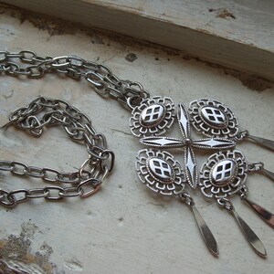FREE SHIPPING Vintage Silver Mid Century Modern Design Necklace