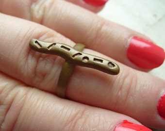 FREE SHIPPING Vintage Brass Band Unisex Industrial Ring Size 8