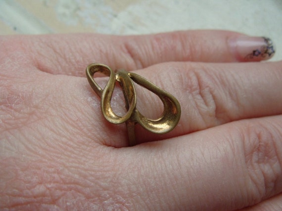 FREE SHIPPING Vintage Industrial Brass Ring Size 7 - image 2