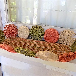FREE SHIPPING Vintage Raffia Floral Tray