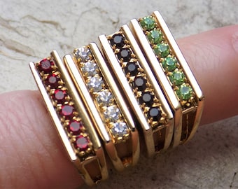 FREE SHIPPING Vintage Rhinestone Band Ring