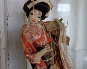 FREE SHIPPING Vintage Geisha Pose Doll Music Box