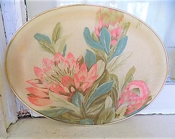 FREE SHIPPING Vintage Plastic Acrylic Type Floral Platter or Tray