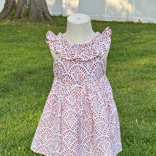 Cotton Dresses for Toddler Girls, Block Printed Summer design Twirl Dress for Girls, Summer Floral Cotton Dress for Toddler Girls Casual