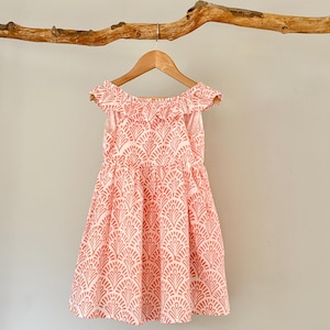 Cotton Dresses for Toddler Girls, Block Printed Spring design Twirl Dress for Girls, Summer Floral Cotton Dress for Toddler Girls Casual