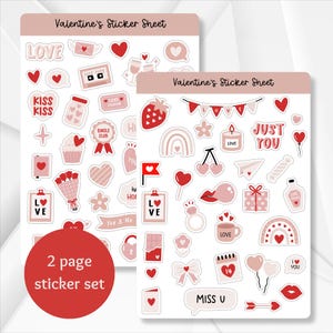 Valentines Day Planner Stickers Sheet Seasonal Planner Sticker Sheet Stickers Stickers Sheet Journaling Sticker Sheet Set Aesthetic Stickers