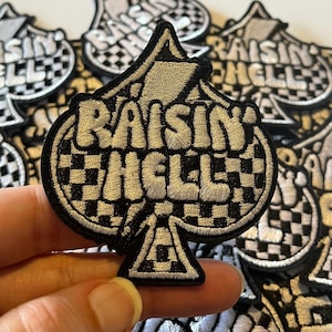 Raisin Hell Checkered Patches Patch Hat Patches Iron On Patch Embroidered Patch Embroidered Patches Embroidery Patches Jacket Patches