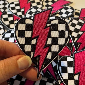 Checkered Heart Patches Patch Hat Patches Iron On Patch Embroidered Patch Embroidered Patches Embroidery Patches  Jacket Patches
