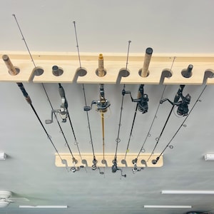 ceiling fishing pole clips Booms WV4 Fishing Holder, Wall Mounted Fishing Rod Holder Booms Fishing Official Dual Mounting Flexibility piranha rodrack