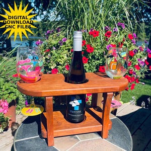 2 Glass Wine Caddy Rack CNC Files | VCarve CRV, SVG Bundle (Digital Download)