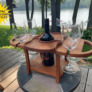 Digital Download | 4-Glass Wine Caddy Rack Pattern Files | VCarve CRV and SVG Design Bundle