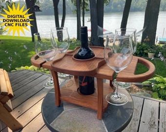 Digital Download | 4-Glass Wine Caddy Rack Pattern Files | VCarve CRV and SVG Design Bundle