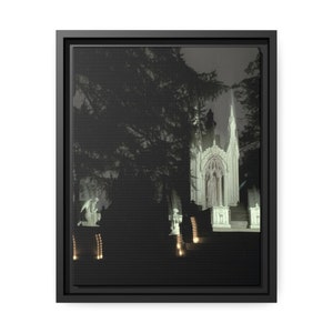 Into the Veil | Matte Canvas, Black Frame, Cemetery, Mausoleum, Victorian, Macabre, Photography, Framed Print