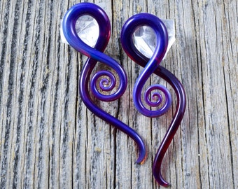 Peacock Amber Glass Squids: Stretched Piercing Jewelry (14G - 0G)