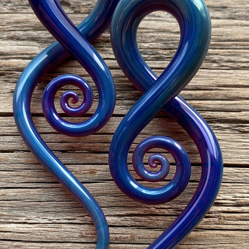 0G | Peacock Amber | Squids | Gauged Glass Body Jewelry for shops Stretched Piercings by Glassheart