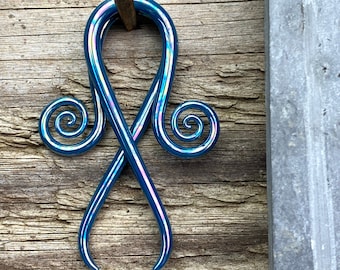 8G | Oil Slick Teal | Leos | Gauged Glass Body Jewelry for Stretched Piercings by Glassheart