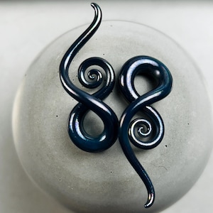 2G |Oil Slick Teal | Mini Squids- Gauged Glass Body Jewelry for Stretched Piercings by Glassheart