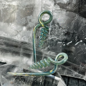 6G | Oil Slick Blue Slime | Corkscrew Squids | Gauged Glass Body Jewelry for Stretched Piercings by Glassheart