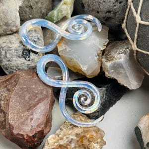 8G |Oil Slick - Ghost Opal | Mini Bobtail Squids | Gauged Glass Body Jewelry for Stretched Piercings by Glassheart