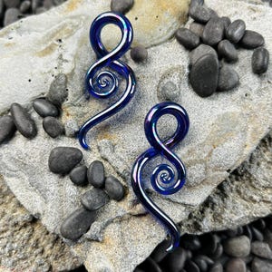 6G | Oil Slick Cobalt | Mini Squids| Gauged Glass Body Jewelry for Stretched Piercings by Glassheart