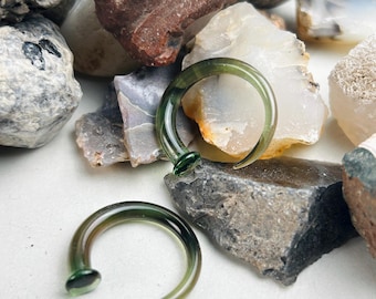 8G |Forest | Stretchers| Gauged Glass Body Jewelry for Stretched Piercings by Glassheart