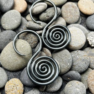 12G |Unobtanium | Spiral Hoops | Gauged Glass Body Jewelry for Stretched Piercings by Glassheart