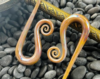 2G Oil Slick Glass Ear Gauges: Borneo Spirals for Stretched Piercings