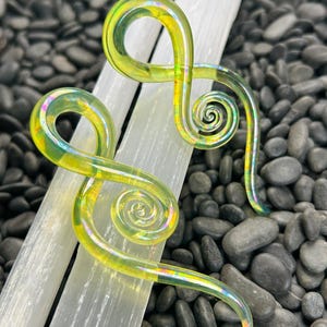 2G | Oil Slick - Lemon Slime | Squids - Gauged Glass Body Jewelry for Stretched Piercings by Glassheart