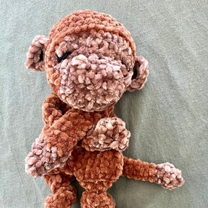 Small Monkey Baby Snuggler | Amigurumi Monkey | Soft Baby Toy | Velvet Baby Snuggler | Baby Lovey | Stuffed Monkey