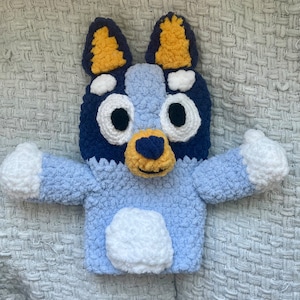 Blue Heeler Crocheted Puppet | Blue Heeler Toy | Crocheted Animal Puppet | Blue Dog Toy | Amigurumi Toy | Crocheted Toy | Plushie Yarn