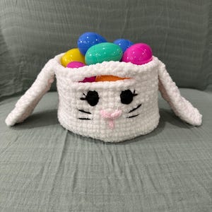 Crochet PATTERN Easter Bunny Basket Crochet Basket Pattern Cute Bunny Basket Pattern