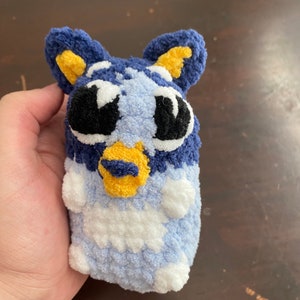 Mini Crocheted Blue Heeler Plushie: Soft Baby Blanket Yarn Toy