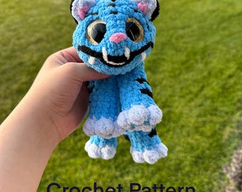 PDF Crochet Pattern: Awkward Blue Tiger Snuggler