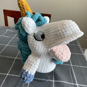 Crocheted Unicorn Puppet: Plush Baby Yarn Toy