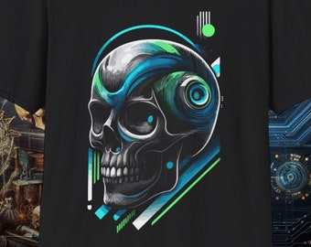 The Cybernetic Skull | black cybernetic shirt | cyber goth shirt | bella canvas 6004 | gildan 64000