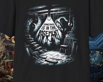 Basement Horror | black goth shirt | horror t-shirt | halloween | bella canvas 6004 | gildan 64000