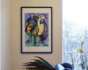 Papier: Abstract olieverfschilderij van papegaai