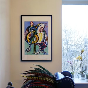 Canvas: Abstract Oil Painting of Parrot