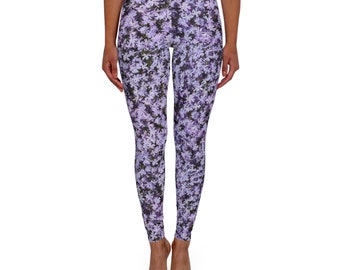 fiore viola-regalo per la festa della mamma-Meditate-choKuRe-esercizio-allenamento-yoga-Leggings casual in spandex da donna (AOP)