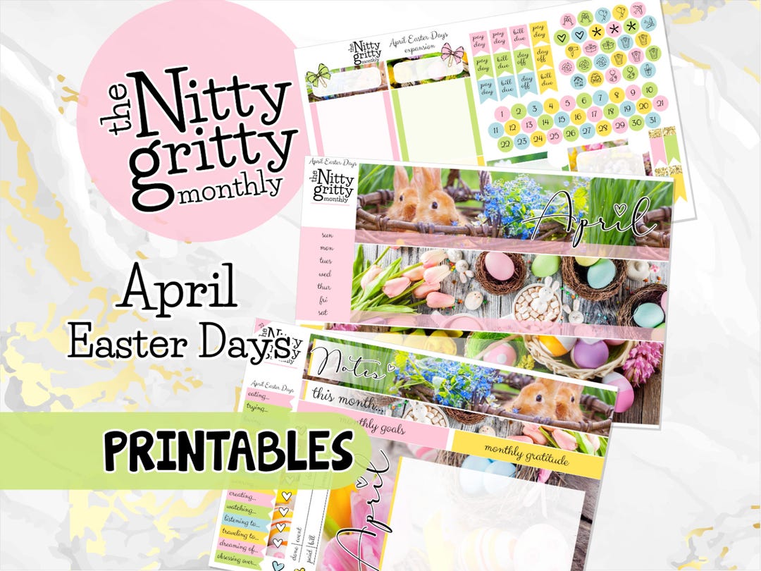 April Easter Days Monthly Kit | Printable Stickers | Erin Condren ...