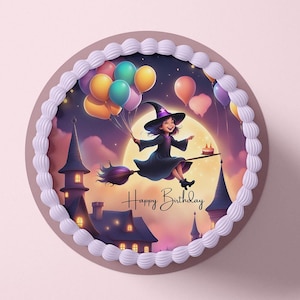 Tortenaufleger aus Fondant und Esspapier - Hexe - Mo2