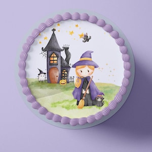Tortenaufleger aus Fondant und Esspapier - Hexe - Mo1