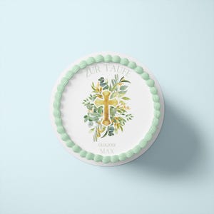 PERSONALISIERBAR - Tortenaufleger aus Fondant und Esspapier - Taufe - Mo1