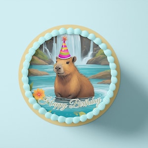 Tortenaufleger aus Fondant und Esspapier - Capybara - Mo1