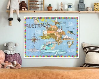 Free shipping!! AUSTRALIA Continent ART map 18x24 poster by Marley Ungaro mungaro