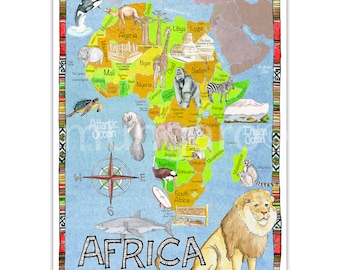 Free shipping!! AFRICA Continent ART map 18x24 poster by Marley Ungaro mungaro