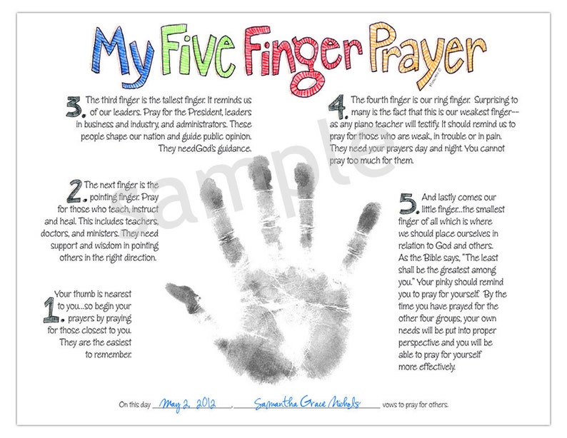It is a graphic of Critical Five Finger Prayer Printable It is a picture of Critical Five Finger Prayer Printable