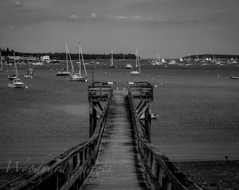 Boat Pier at Dusk Photography- Coastal Wall Art, Serene Harbor Photo Print, Nautical Home Decor